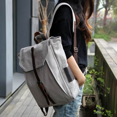 KA20  MAIA HANDMADE™  Canvas und Leder  Damen Rucksack auch als Umhängetasche Schultertasche